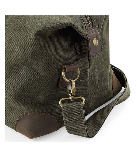 Quadra Heritage Leather Accented Waxed Canvas Holdall (Olive Green) (One Size) - UTRW7081