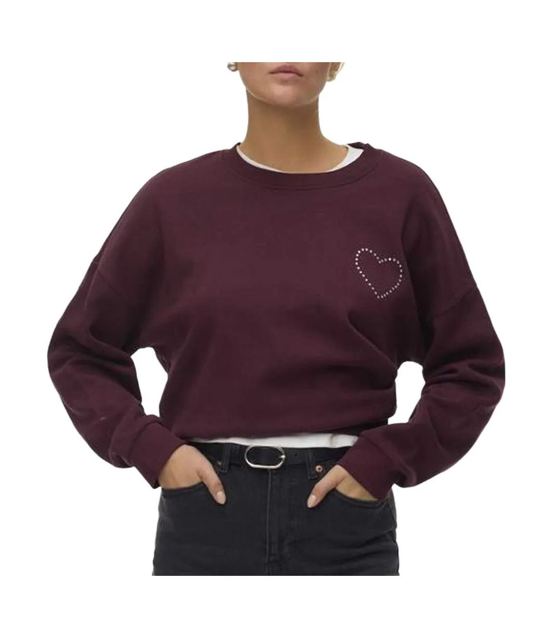 Sweat bordeaux femme vero moda vmlotte trina-1