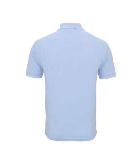 Mens coolchecker pique polo shirt light blue Premier