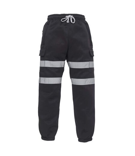 Unisex adult hi-vis jogging bottoms black Yoko