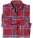 Men's Red Checked Flannel Shirt-3