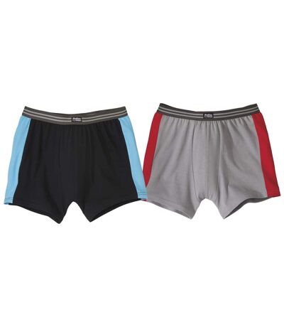 Pack of 2 Men's Stretch Boxer Shorts - Black Gray