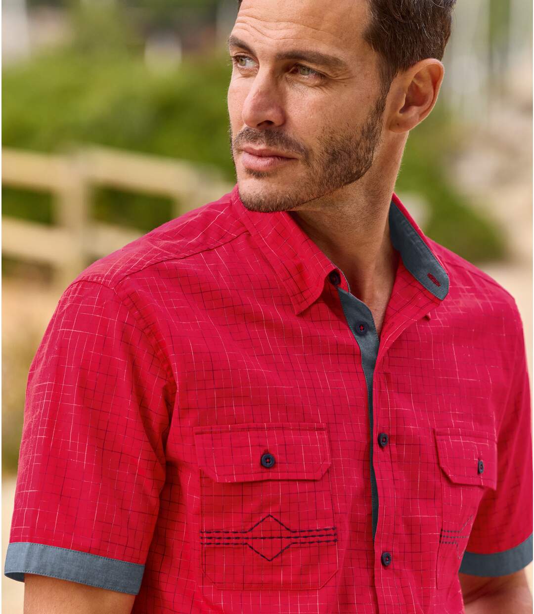 Men's Red Poplin Shirt-3