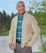 Men's Beige Mottled Knit Jacket - Full-Zip