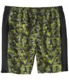 Men's Printed Microfibre Shorts - Elasticated Waist - Black Grey Green  Atlas For Men