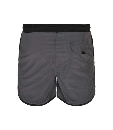 Short De Bain Motif/style Rétro Homme Noir Gris Foncé Urban Classics