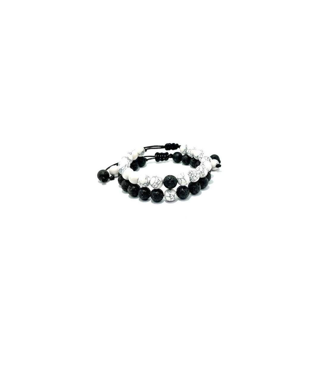 Bracelet distance en Howlite et basalte-3