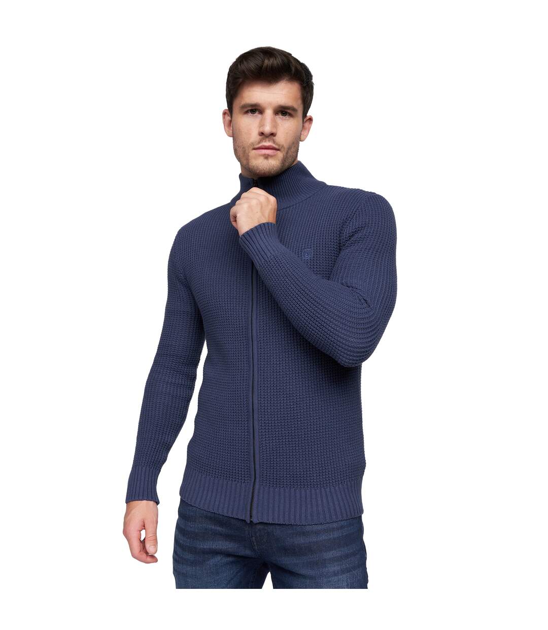 Mens gardfire knitted jumper navy Duck and Cover-1