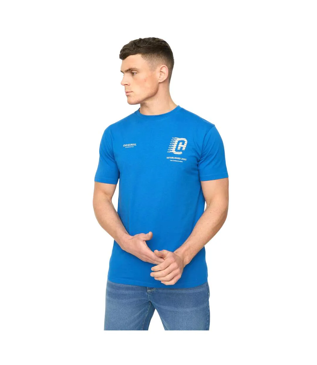 Mens Morville Cotton T-shirt Royal Blue Crosshatch-2