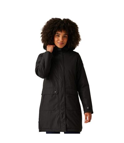 Womens/ladies Faux Fur Trim Parka Black Regatta