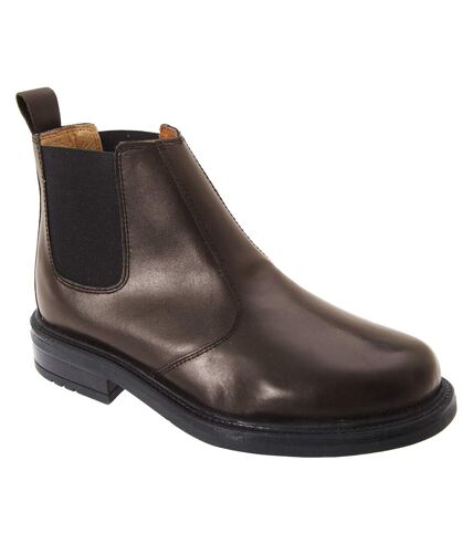 Roamers Mens Leather Quarter Lining Gusset Dealer Boots (Brown) - UTDF110
