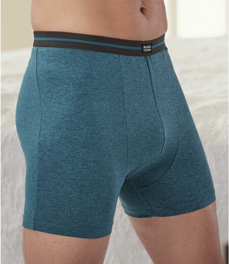 Pack of 2 Men's Stretchy Boxer Shorts - Green Gray
