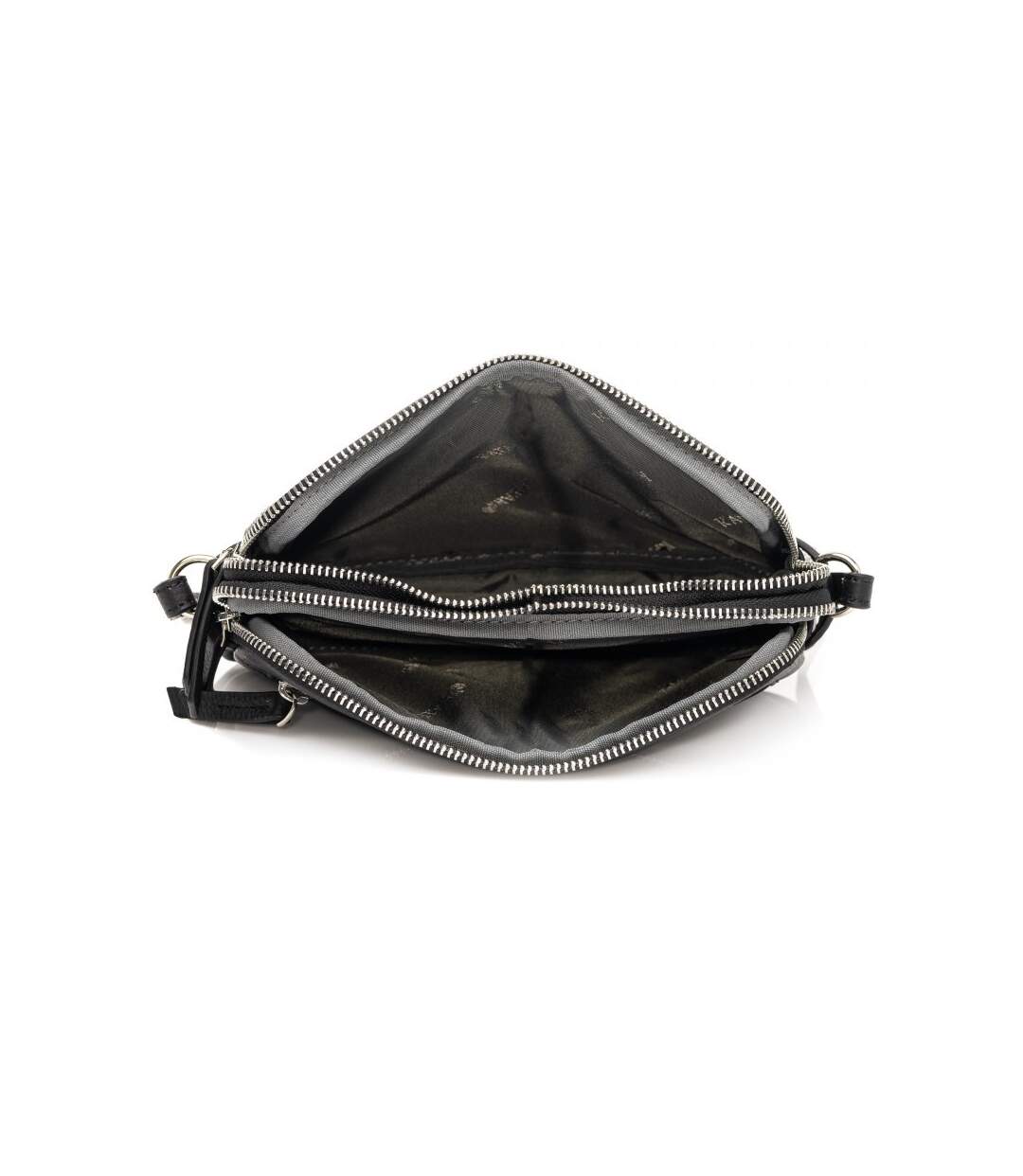 Katana - Sac bandoulière en cuir 2 cpts - noir - 9915-3
