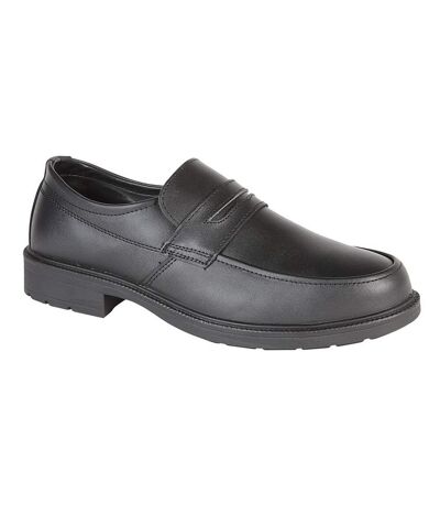 Grafters Mens Uniform/Managers Step In Safety Leather Shoe (Black) - UTDF1644