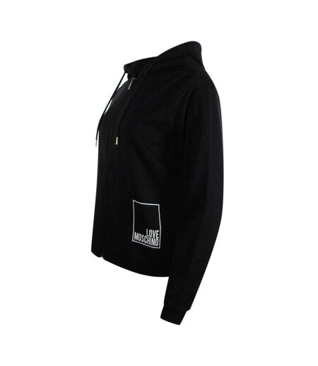 Womens/ladies Cotton Long-sleeved Full Zip Hoodie Black Love Moschino