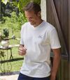 Pack of 4 Men's V-Neck T-Shirts - White Blue Grey Burgundy Atlas For Men