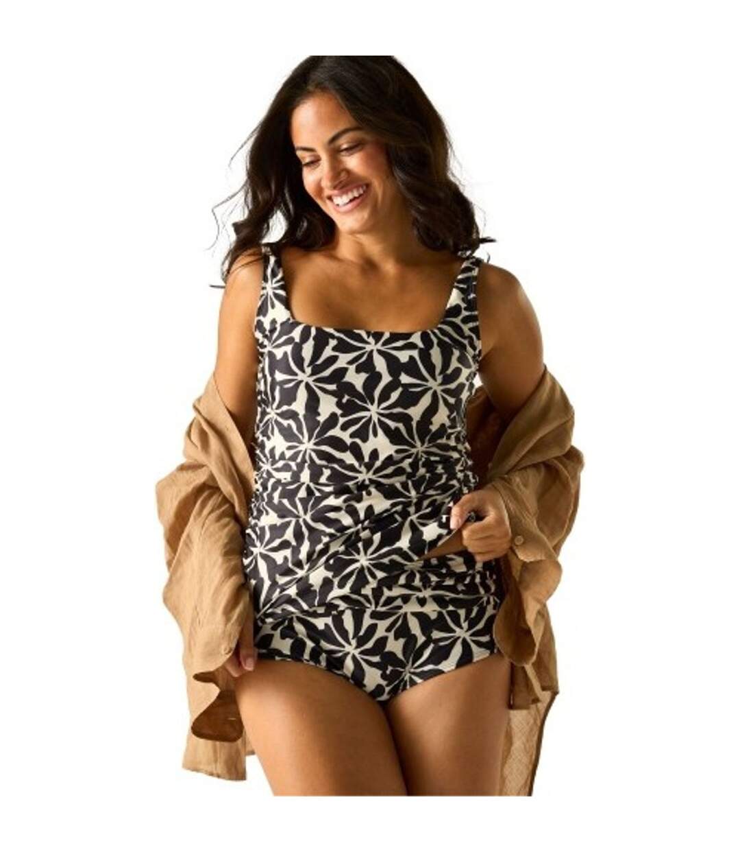 Haut De Tankini Motif/style Floral Abstrait Loria Femme Noir Blanc Regatta-1