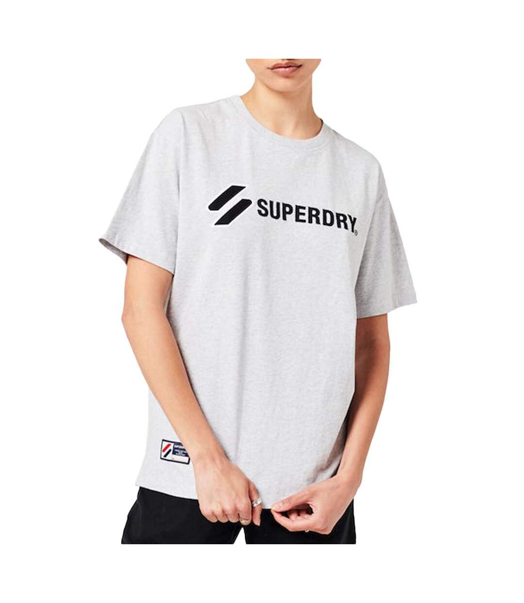 T-shirt Gris Femme Superdry Applique - 34-1