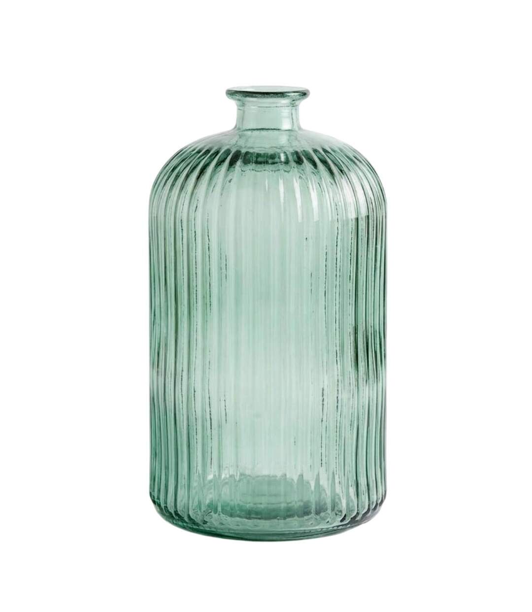 Vase Design en Verre Strié Luz 23cm Vert-1