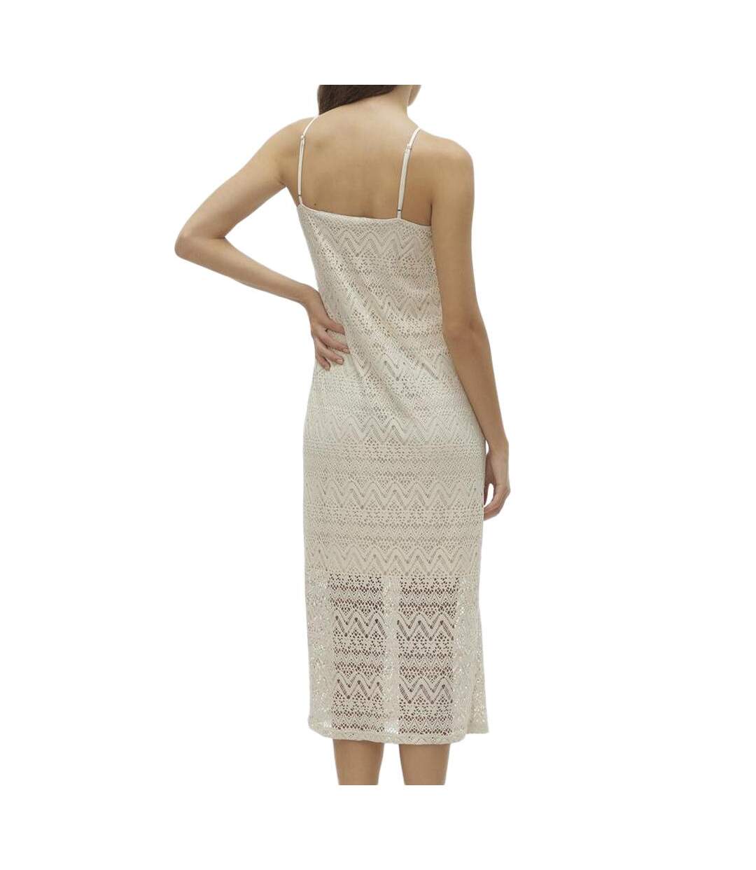 Robe beige femme vero moda singlet calf-2
