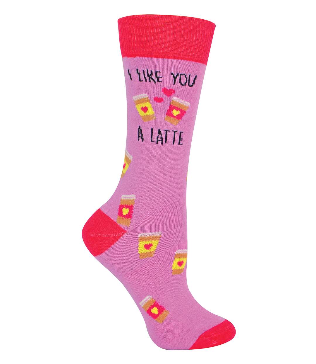 1 Pack Ladies Novelty Cotton I Like You a Latte' Socks-1