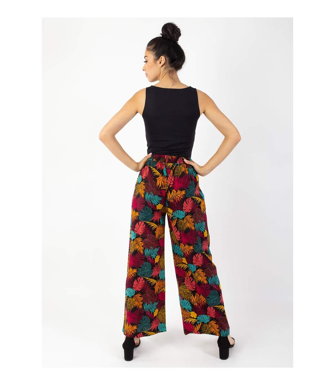 Pantalon fluide taille élastiquée MILLY motif tropical Coton Du Monde