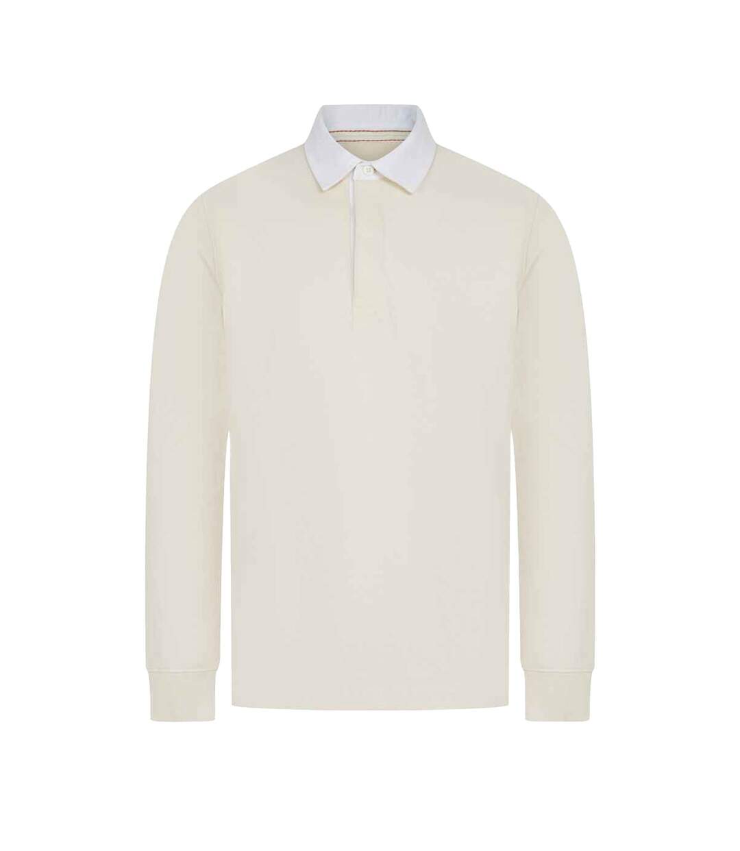 Mens premium long sleeve rugby shirt/top natural Front Row-1