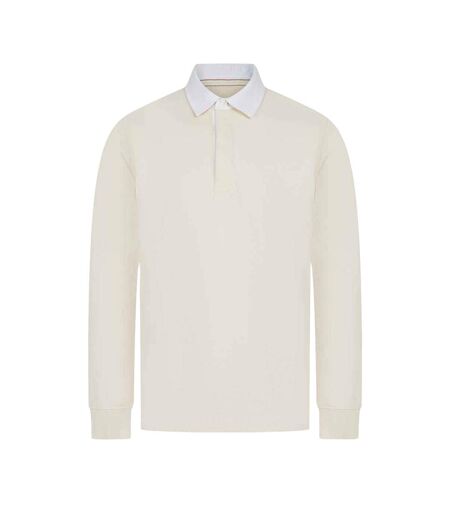 Mens premium long sleeve rugby shirt/top natural Front Row