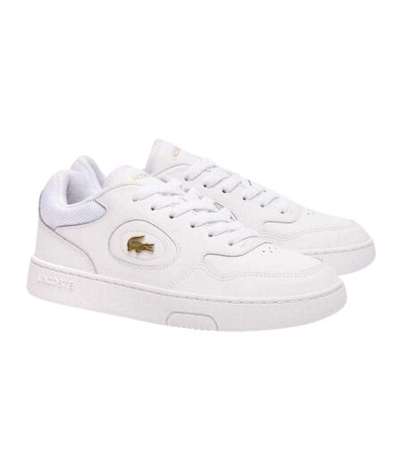 Womens/ladies Lineset Leather Flat Trainers White Gold Lacoste