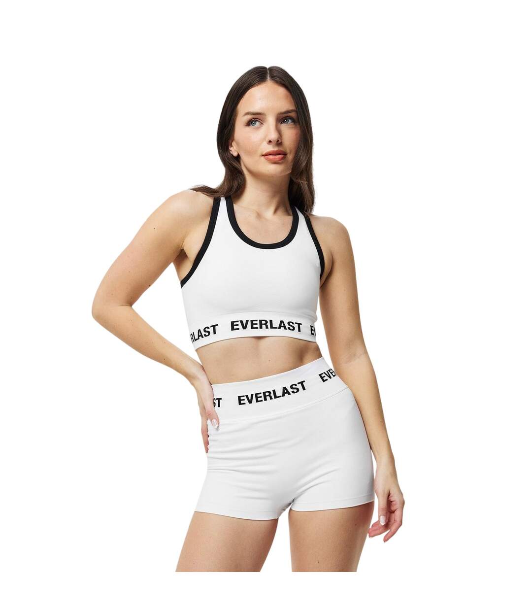 Womens/ladies Logo Cropped Sports Bra White Everlast-4