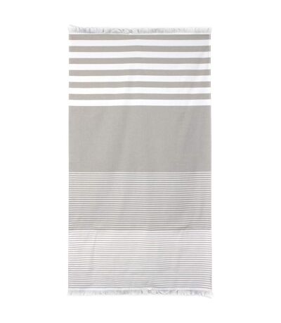 Drap de plage Fouta 100x180 cm 100% coton 290 g/m² VENTSPILS Rayures Beiges