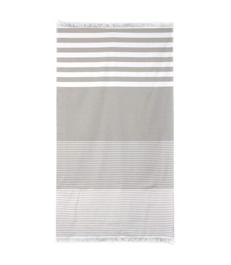 Drap de plage Fouta 100x180 cm 100% coton 290 g/m² VENTSPILS Rayures Beiges