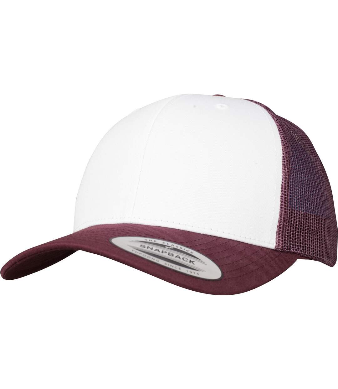 Casquette trucker flexfit blanc / bordeaux Yupoong-1