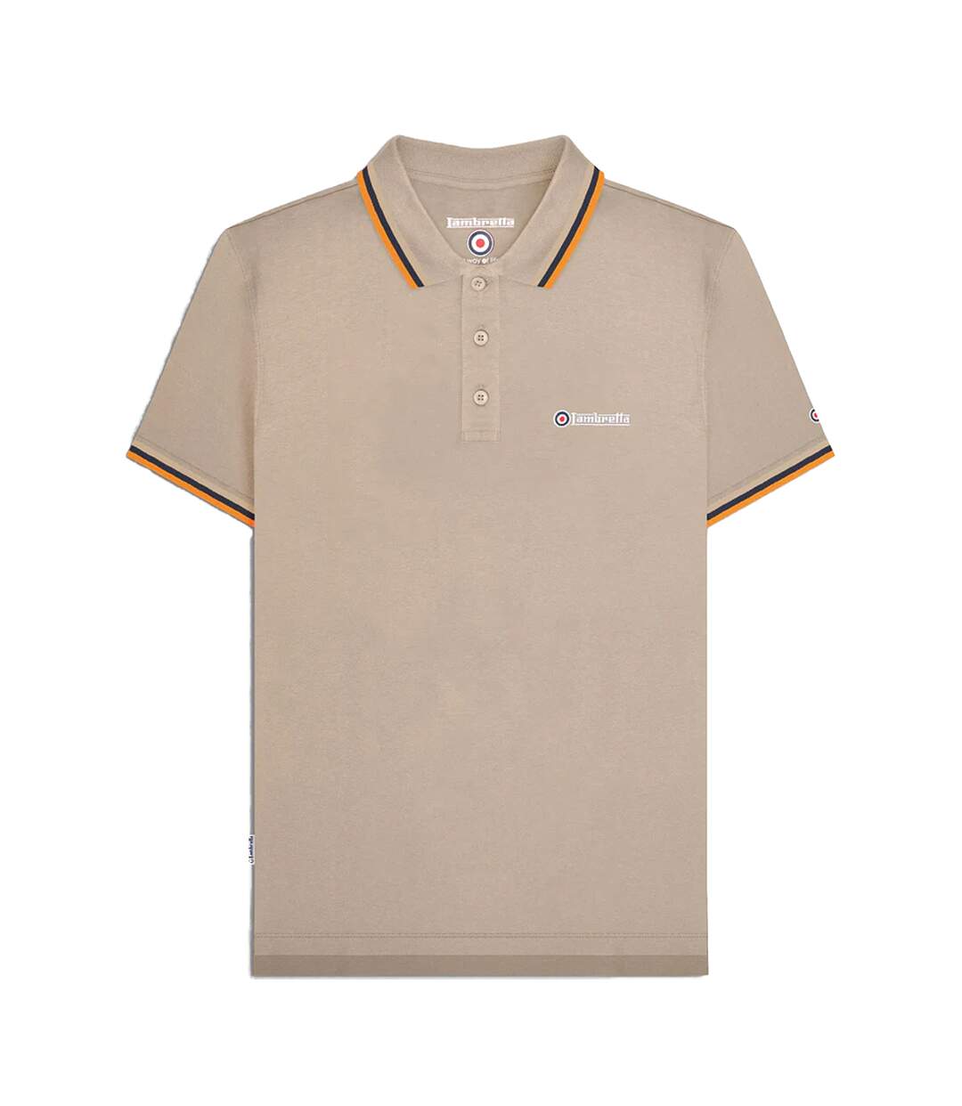 Polo Homme Marron Clair Beige Gris Bleu Marine Orange Lambretta-2