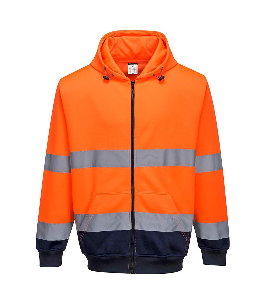 Mens contrast safety full zip hoodie orange/navy Portwest-2