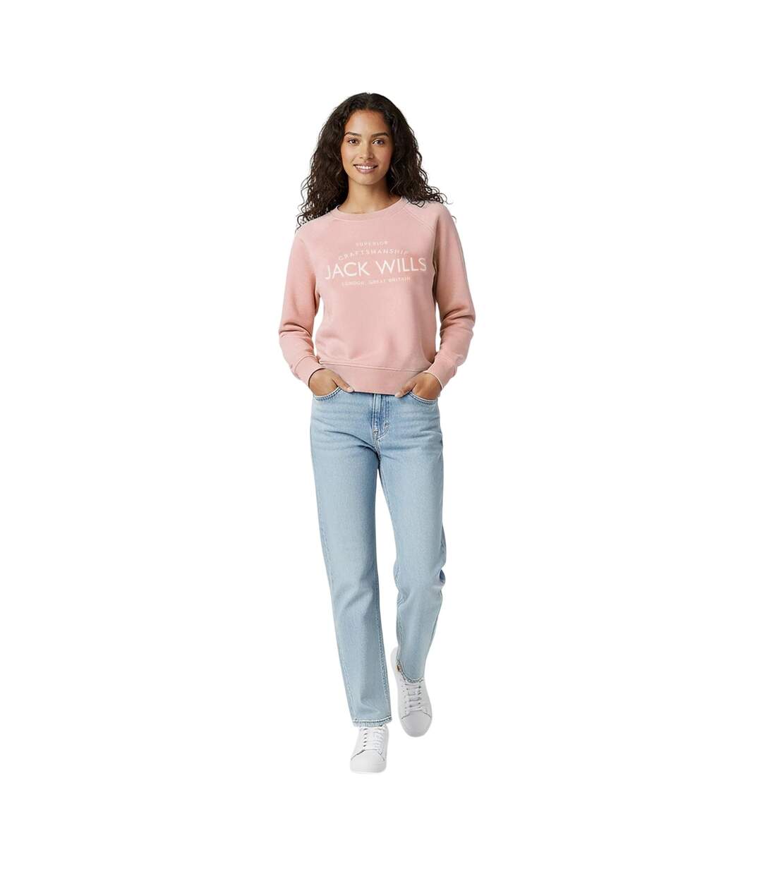 Womens/ladies Hunston Graphic Crew Neck Sweatshirt Soft Pink Jack Wills-4