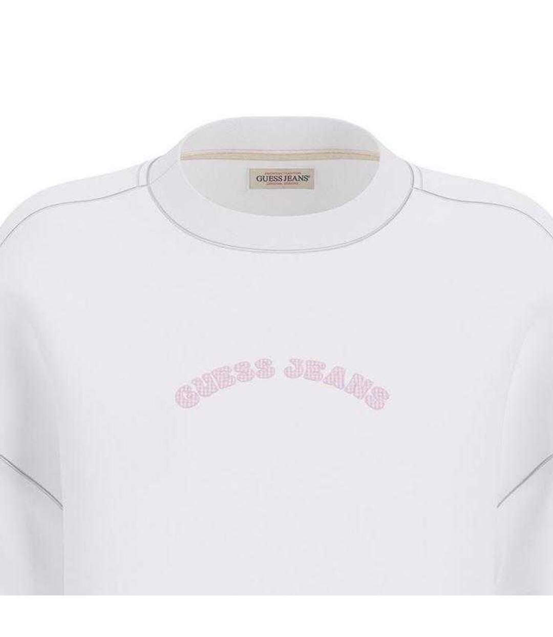 Womens/ladies Logo Crop Sweatshirt White Guess-3