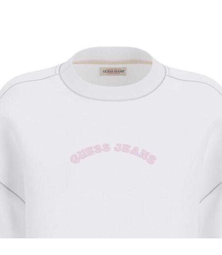 Womens/ladies Logo Crop Sweatshirt White Guess