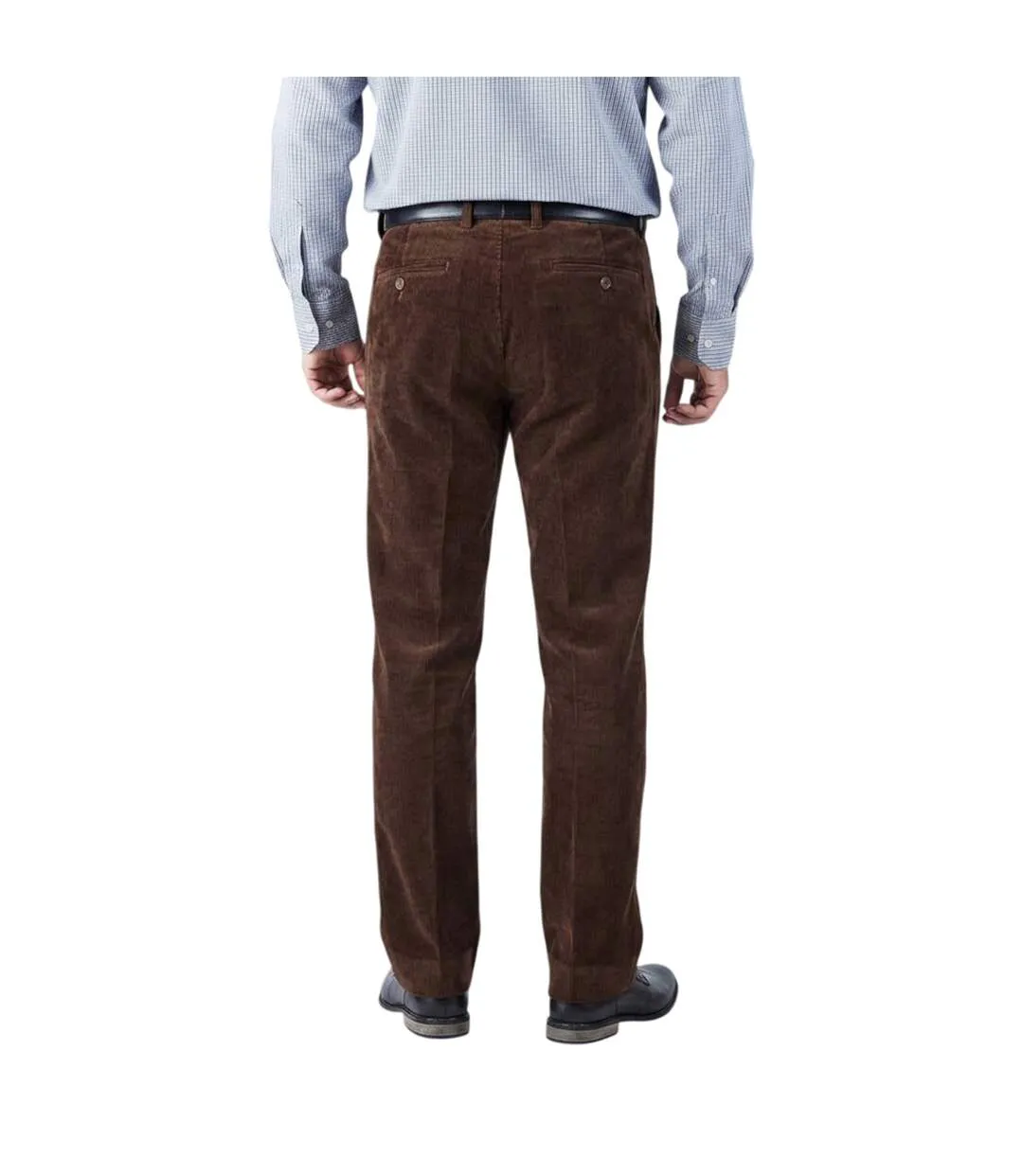 Mens Corduroy Regular Trousers Dark Coffee Harvey & Jones-2
