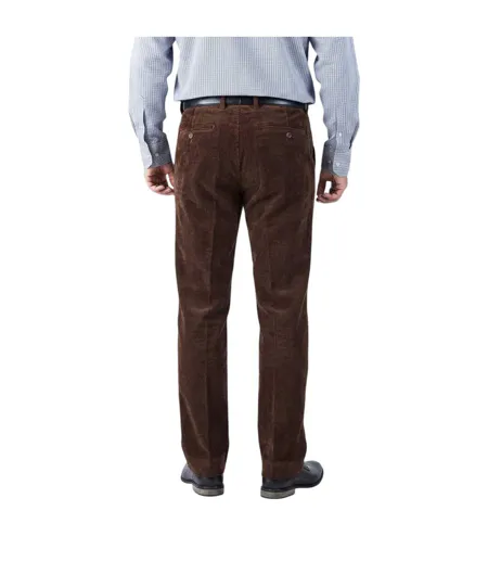Mens Corduroy Regular Trousers Dark Coffee Harvey & Jones