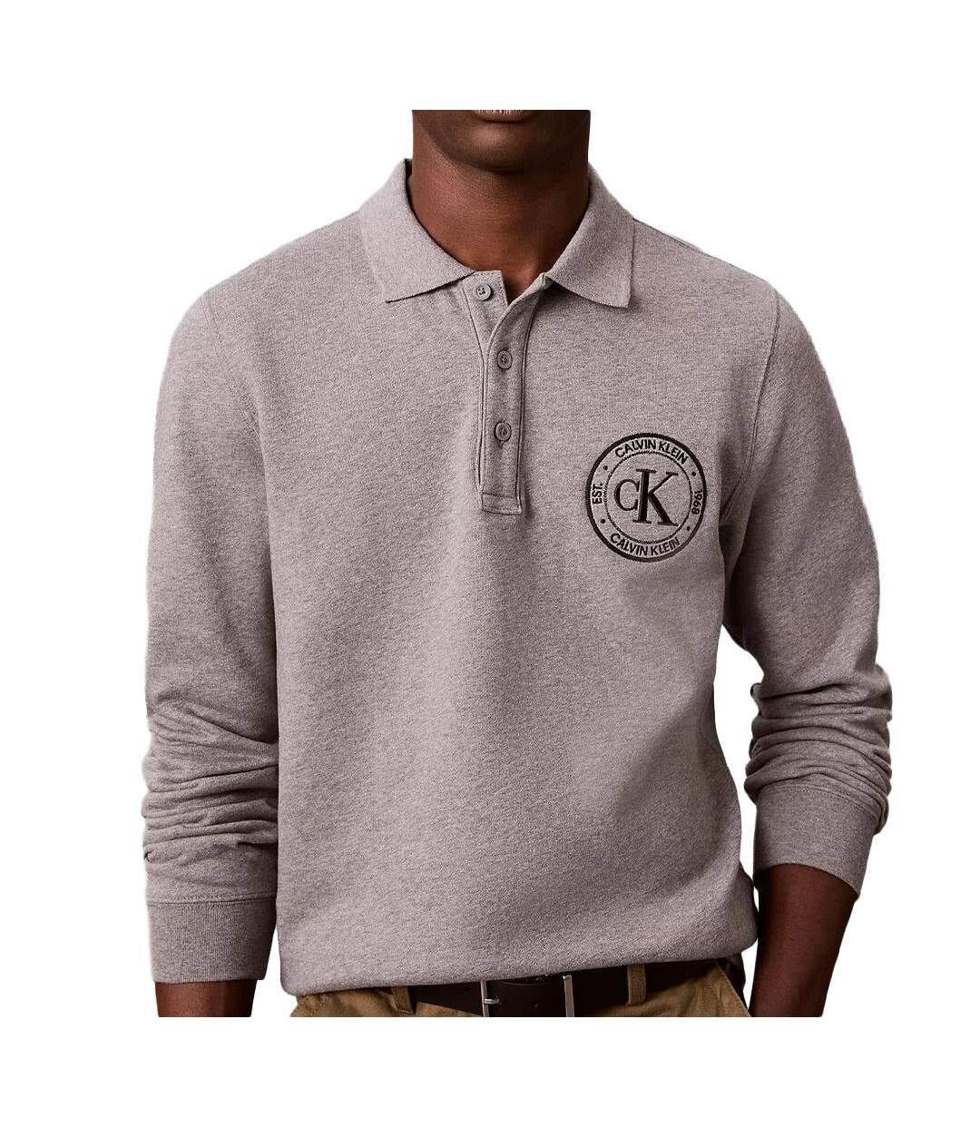 Polo gris homme calvin klein jeans terry-1