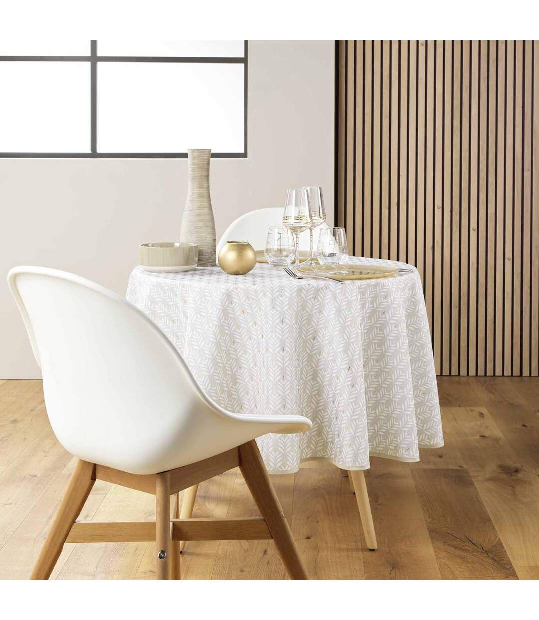 Nappe Ronde Imprimé Piana 180cm Naturel-2