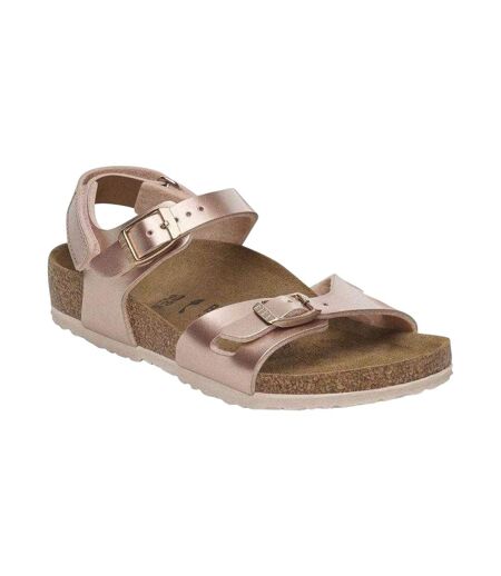 Childrens/kids Rio Suede Sandals Metallic Pink Birkenstock
