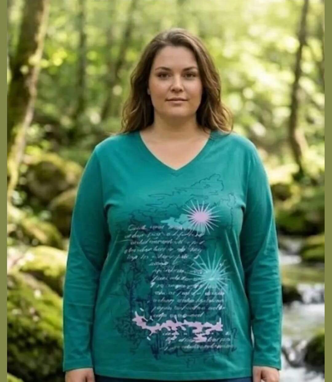 Tee-shirt AXONE SH1063V vert grande taille : le style de la sérigraphie placée-1