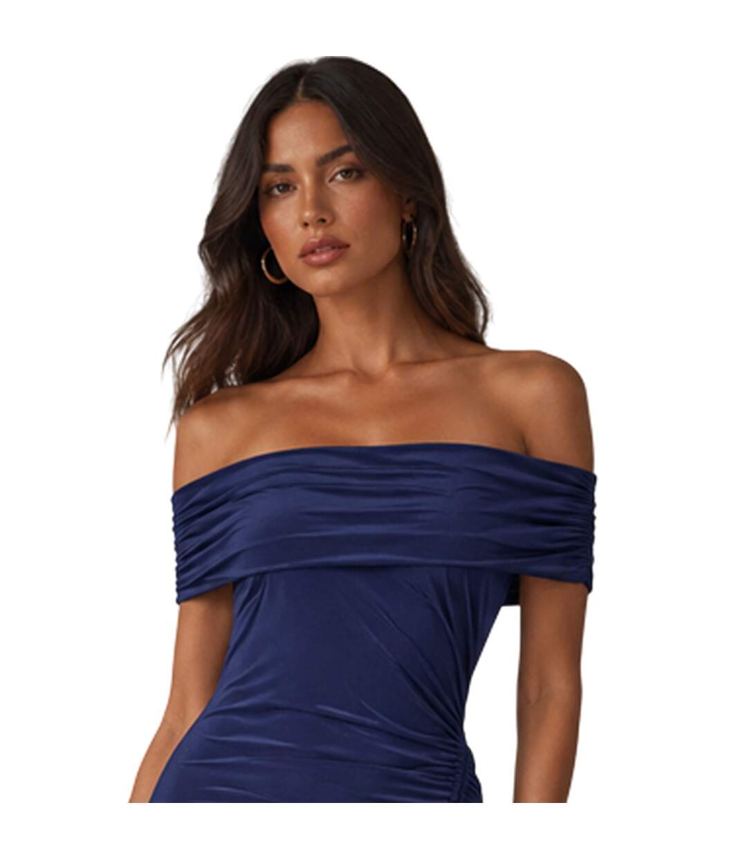 Robe Longue Motif/style Ruché Femme Bleu Marine Biba-4
