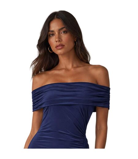 Robe Longue Motif/style Ruché Femme Bleu Marine Biba