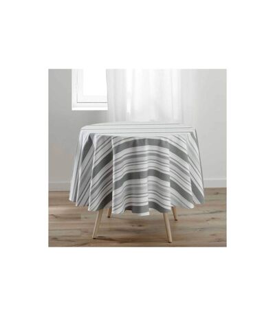 Nappe Ronde Imprimée Santorin 180cm Gris & Blanc