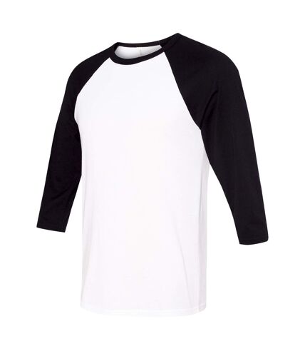 Canvas Mens 3/4 Sleeve Baseball T-Shirt (White/Black) - UTBC1332