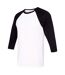 Canvas Mens 3/4 Sleeve Baseball T-Shirt (White/Black) - UTBC1332