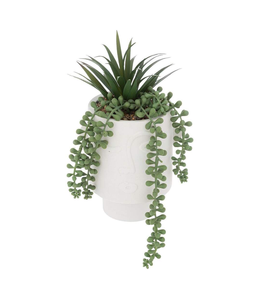 Plante Artificielle en Pot Visage 25cm Blanc-1